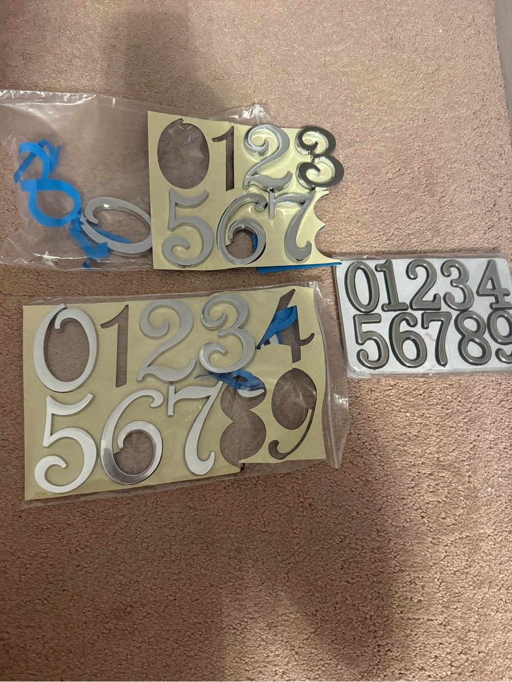Silver Stick on House / Mailbox Numbers